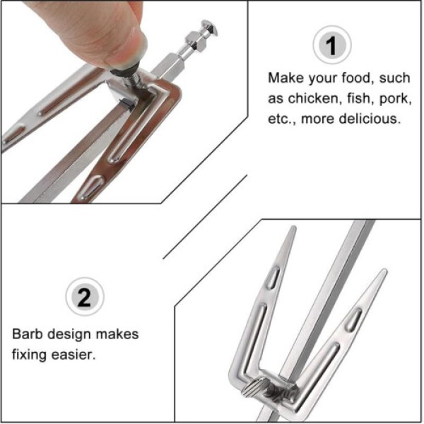 Tusuk Sate Ayam Putar Oven Listrik Garpu Panggang Baja Tahan Karat Rak Rotisserie untuk Penggorengan Udara dan Oven